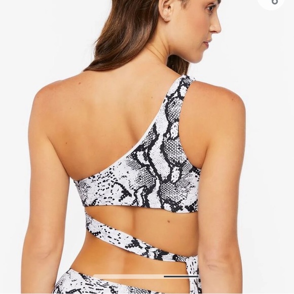 Snake Print One-Shoulder Monokini Swimsuit - Picture 2 of 3